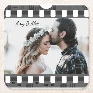 Trendy Film Reel Movie Personalised Picture Frame Square Paper Coaster