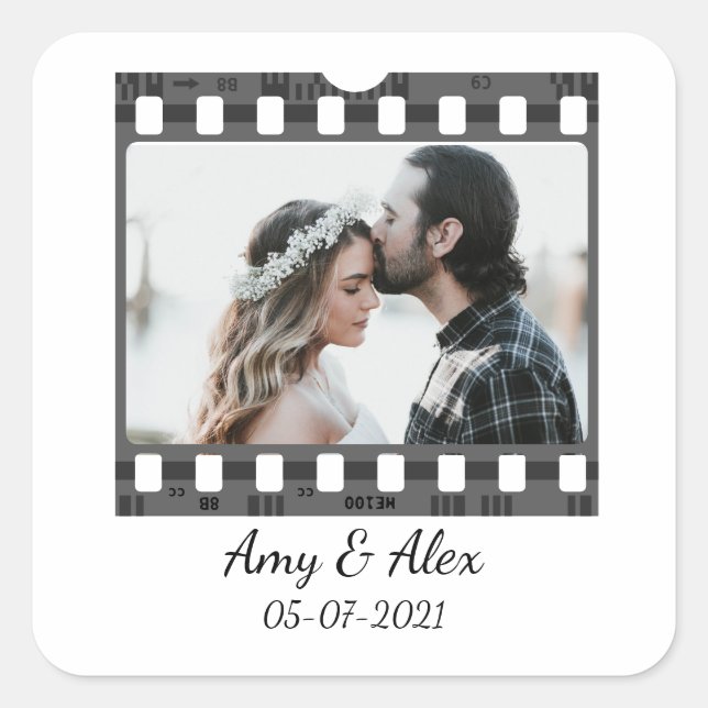 Trendy Film Reel Movie Personalised Picture Frame  Square Sticker (Front)