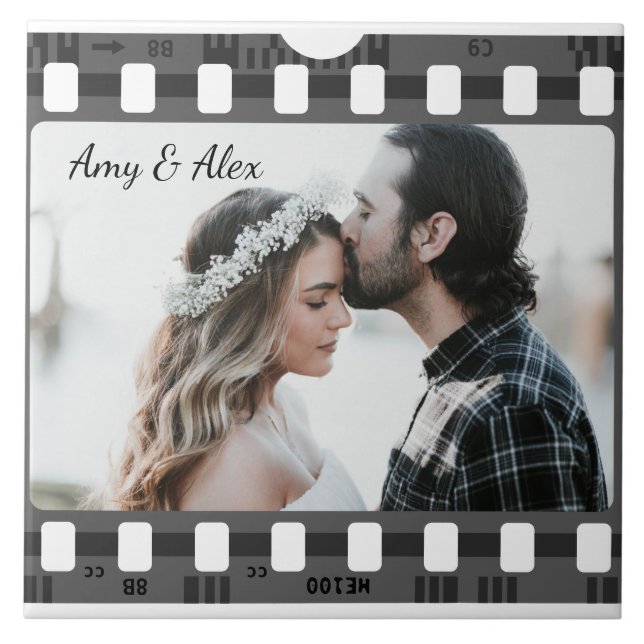 Trendy Film Reel Movie Personalised Picture Frame  Tile (Front)