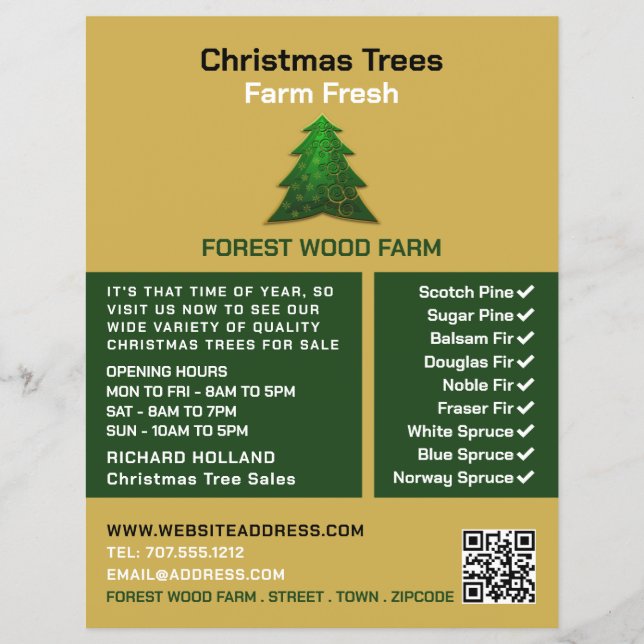 Trendy Fir Tree Design, Christmas Tree Sales Flyer (Front)