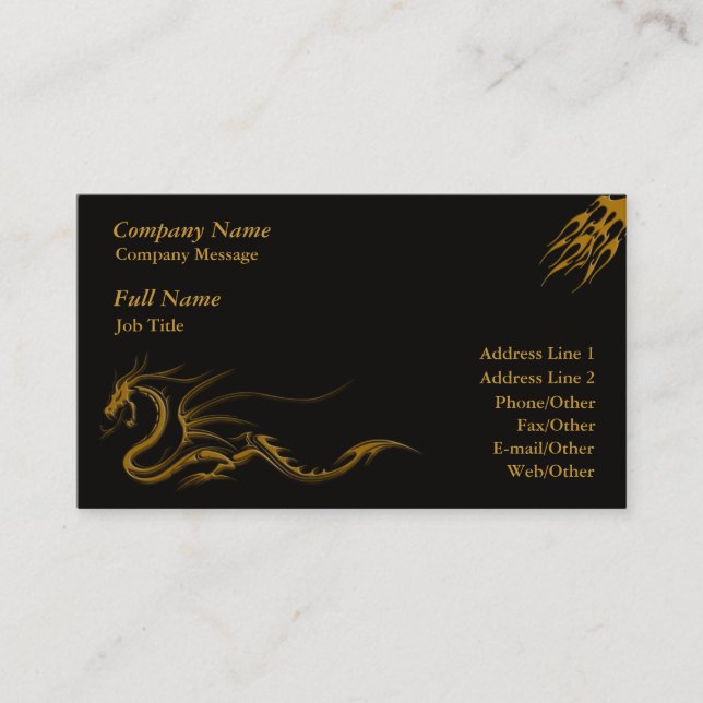 Trendy Fire And Dragon Business Card Template (Front)