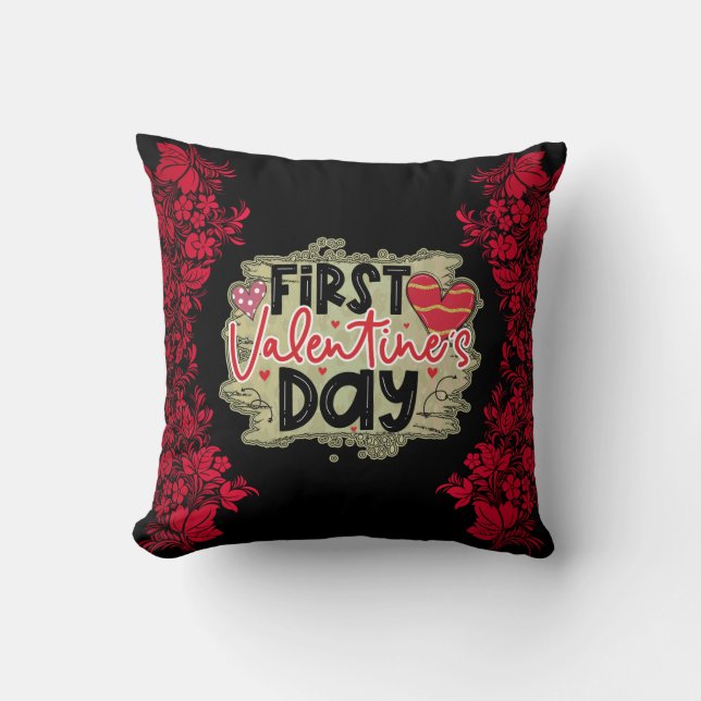 Trendy First Valentines Day Cotton Cushion (Front)