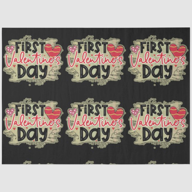 Trendy First Valentines Day Tissue Paper (Front)