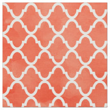 Trendy Flame Orange Watercolor Quatrefoil Pattern