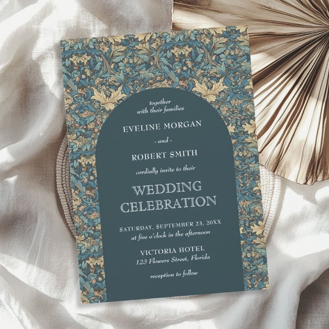 Trendy floral Art Nouveau William Morris wedding Invitation (Trendy floral Art Nouveau William Morris wedding Invitation)