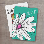 Trendy Floral Daisy Illustration - Pink and Green Playing Cards<br><div class="desc">A zen and whimsical,  hipster piece of art. You can add a name,  monogram or other custom text. If you need to move the art around,  click on the customise button to make changes.</div>
