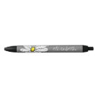 Trendy Floral Daisy with gray yellow custom name