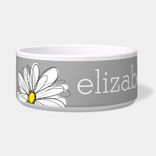 Trendy Floral Daisy with grey yellow custom name