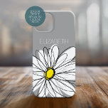 Trendy Floral Daisy with grey yellow custom name Case-Mate iPhone 14 Plus Case<br><div class="desc">A zen and whimsical,  hipster piece of art. You can add a name,  monogram or other custom text. If you need to move the art around,  click on the customise button to make changes.</div>