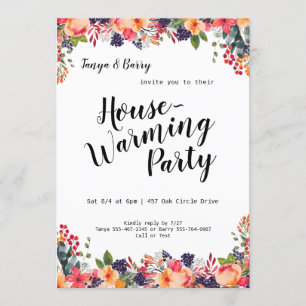 Trendy Floral Housewarming Party Invitation