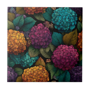 Trendy Floral Hydrangeas Tiles For Cooking Space