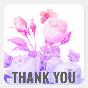 Trendy floral modern thank you square sticker