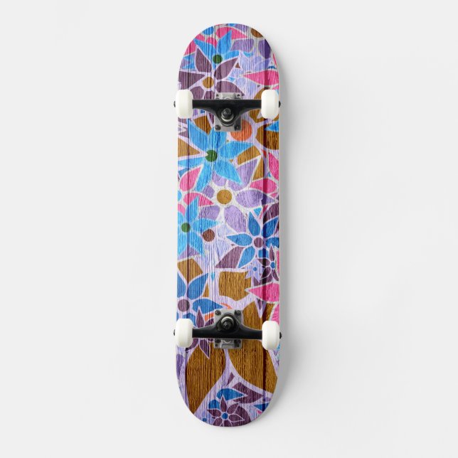 Trendy Floral Pattern #13 Skateboard (Front)