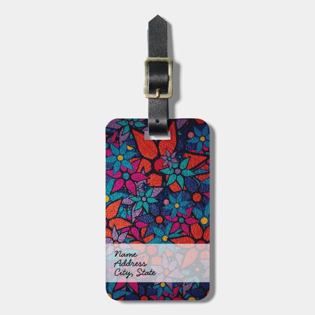 Trendy Floral Pattern #3 Luggage Tag (Front Vertical)