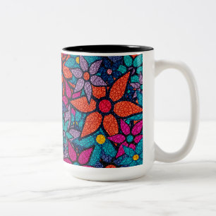 Trendy Floral Pattern #5 Two-Tone Coffee Mug