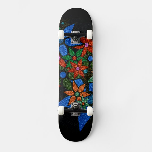 Trendy Floral Pattern #6 Skateboard (Front)