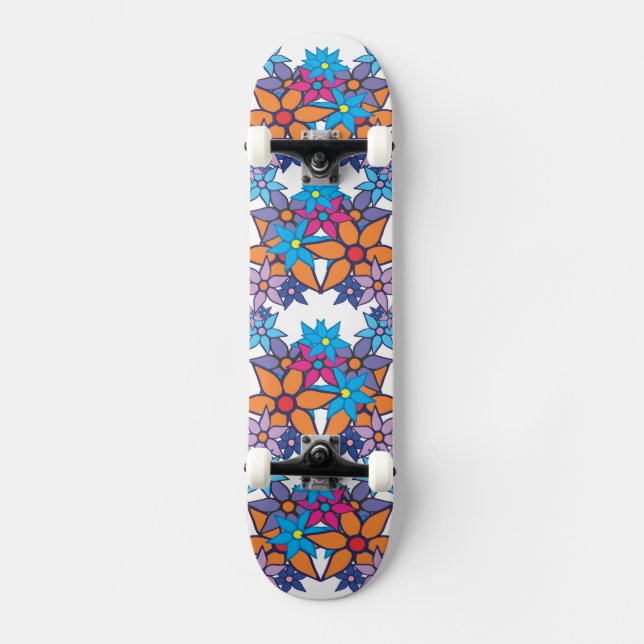 Trendy Floral Pattern Skateboard (Front)