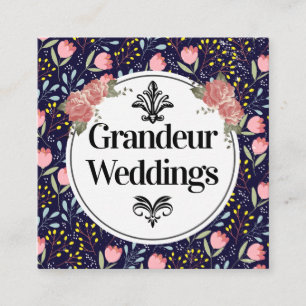 Trendy Floral Pattern Square Business Card