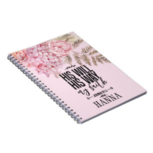 Trendy Floral Pink Blush Pampas Grass Notebook