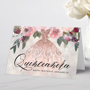 Trendy Floral Quinceañera Birthday Card