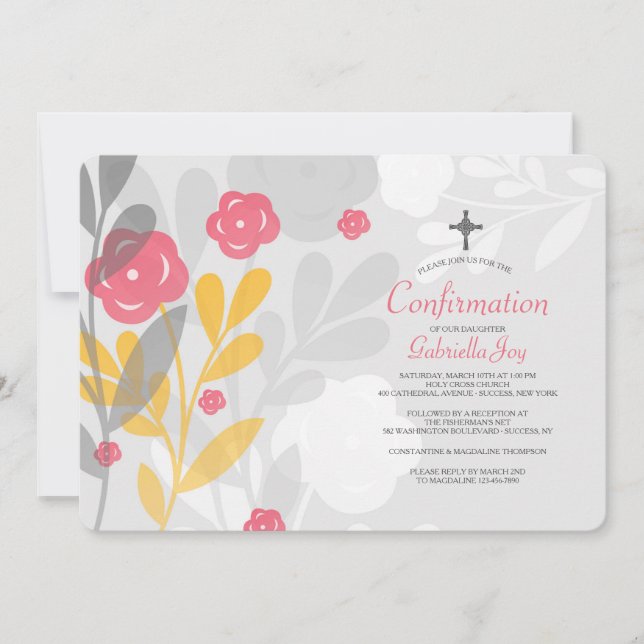 Trendy Floral Religious Invitation (Front)