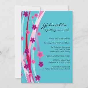 Trendy Floral Ribbons Bridal Shower Invite