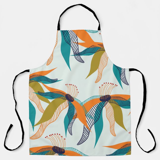 Trendy floral seamless pattern hand drawn colorful apron (Front)