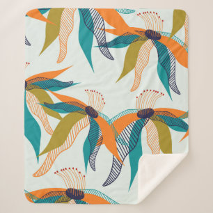 Trendy floral seamless pattern hand drawn colorful sherpa blanket