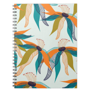 Trendy floral seamless pattern hand drawn colourfu notebook