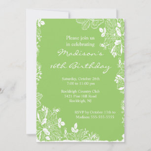 Trendy Floral Sweet Sixteen Birthday Invitation