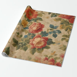 Trendy Floral Watercolor Vintage Collection Wrapping Paper