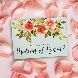 Trendy Floral Will You Be My Matron Of Honour Card