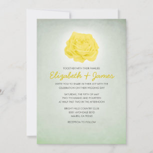 Trendy Floral Yellow and Green Wedding Invitations