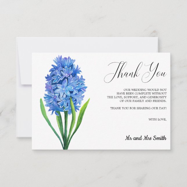 Trendy Flower Blue Hydrangea Wedding Thank you (Front)