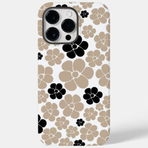 Trendy Flower Pattern in Taupe, Black, and White Case-Mate iPhone 14 Pro Max Case