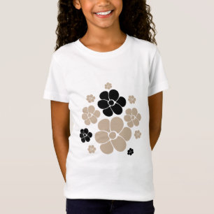 Trendy Flower Pattern in Taupe, Black, and White T-Shirt