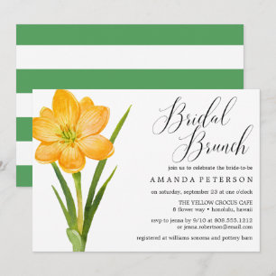 Trendy Flower YELLOW CROCUS wedding Bridal Brunch Invitation