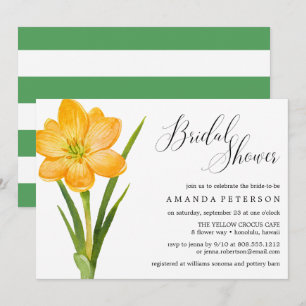 Trendy Flower YELLOW CROCUS wedding Bridal Shower Invitation