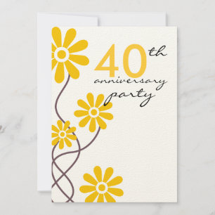 Trendy Flowers 40th Wedding Anniversary Party Invitation