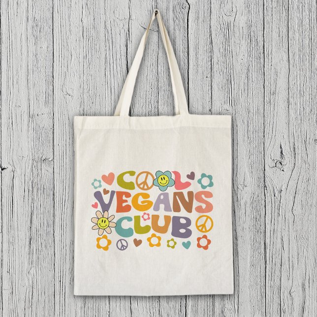 Trendy Flowers Retro Vegan Club  Tote Bag (Creator Uploaded)