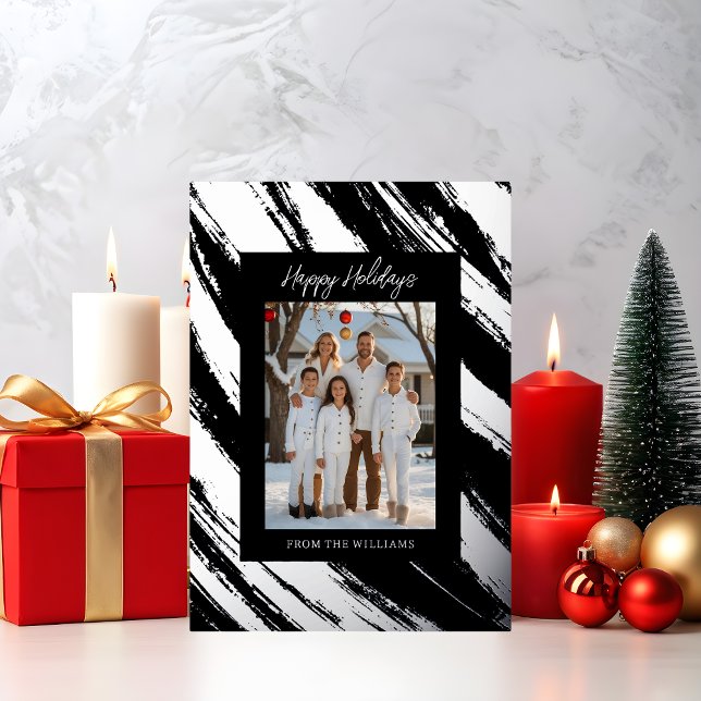 Trendy Foil Christmas Card Template Holiday Black (Creator Uploaded)