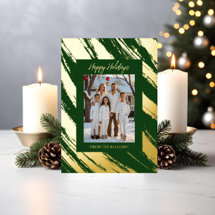 Trendy Foil Christmas Card Template Holiday Green