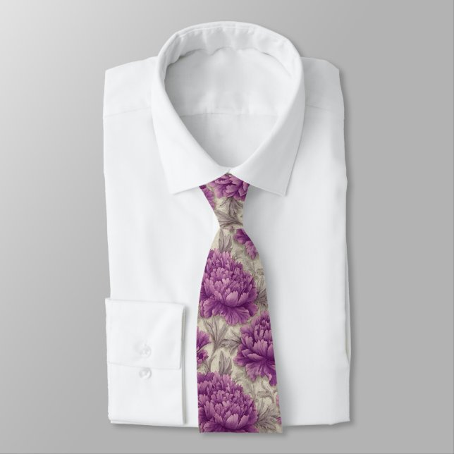 Trendy For Him Peonies Floral Tie (Tied)