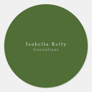 Trendy Forest Green Colour Plain Unique Stylish Classic Round Sticker