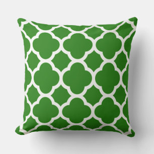 Trendy Forest Green Quatrefoil Pattern Cushion