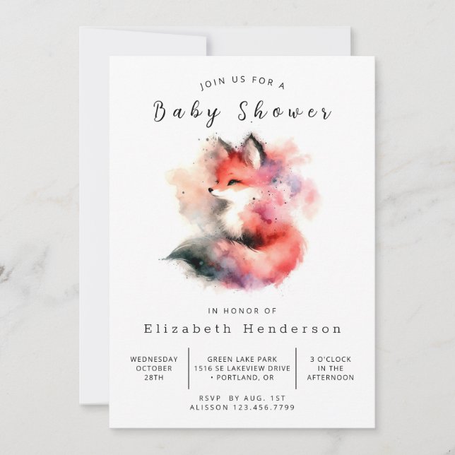 Trendy Forest Theme Fox Baby Shower  Invitation (Front)