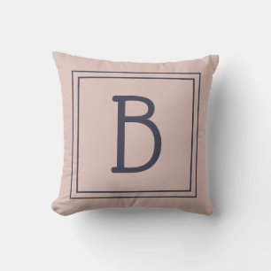 Trendy Framed Monogram Soft Pink & Dark Blue Cushion