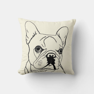 Trendy French Bulldog Cream Line Drawing Cushion