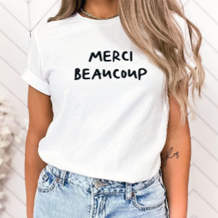 Trendy French Handwritten Text   Merci Beaucoup T-Shirt