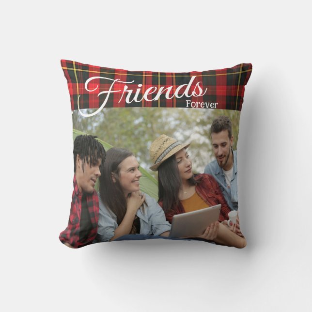 Trendy Friends Forever Photo Throw Pillow (Front)